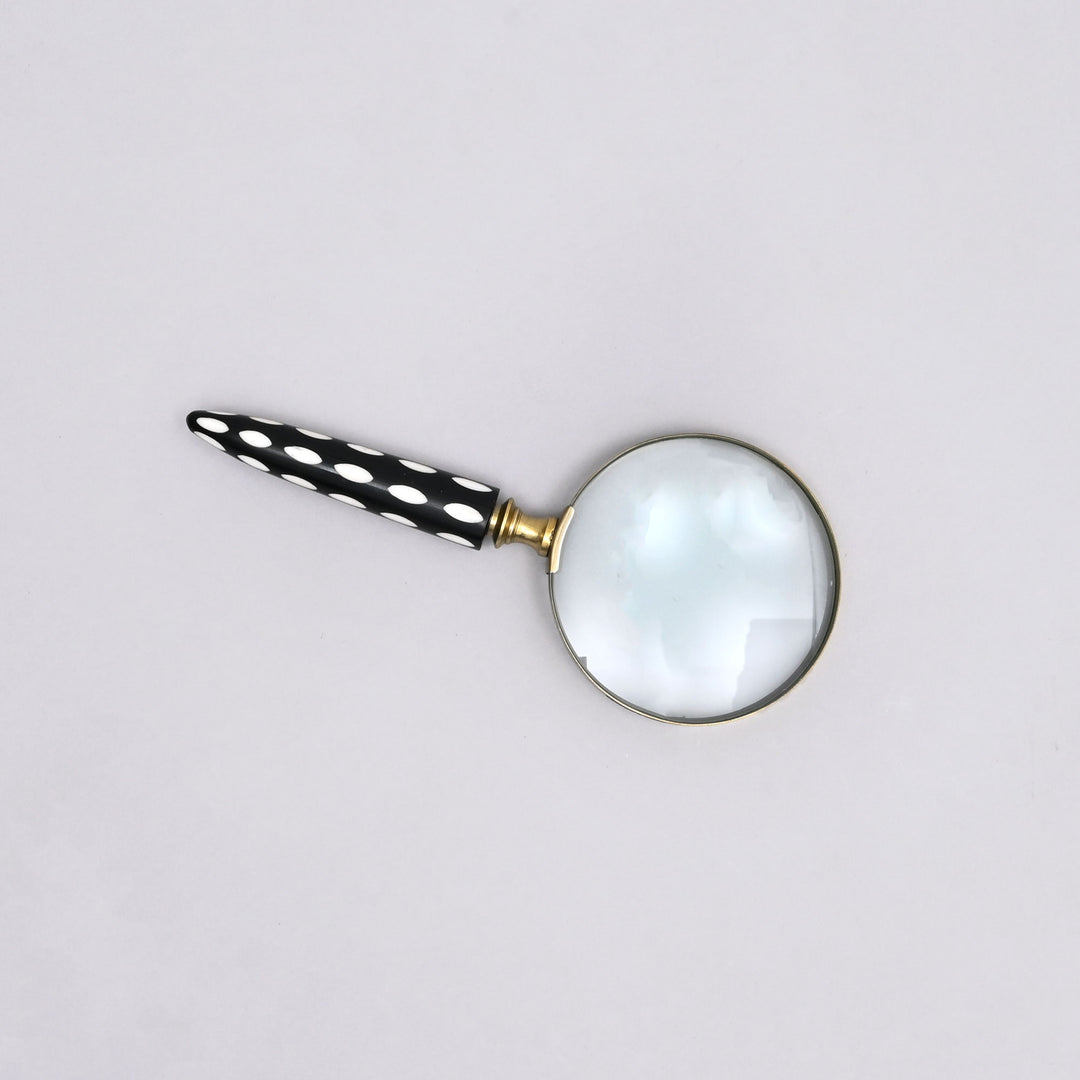 Decorative Stone Handle Magnifier Elegant Black l white Dots Accent Piece