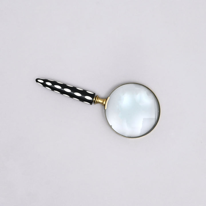 Decorative Stone Handle Magnifier Elegant Black l white Dots Accent Piece