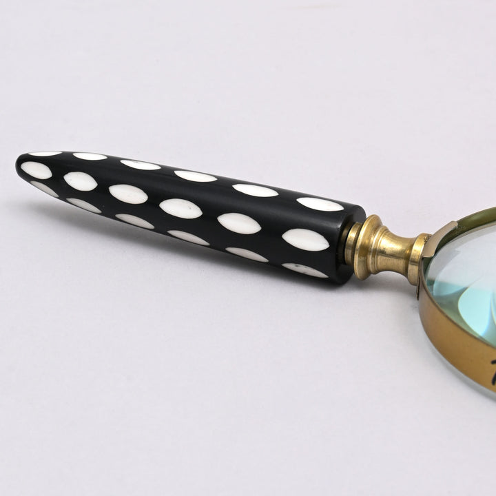 Decorative Stone Handle Magnifier Elegant Black l white Dots Accent Piece