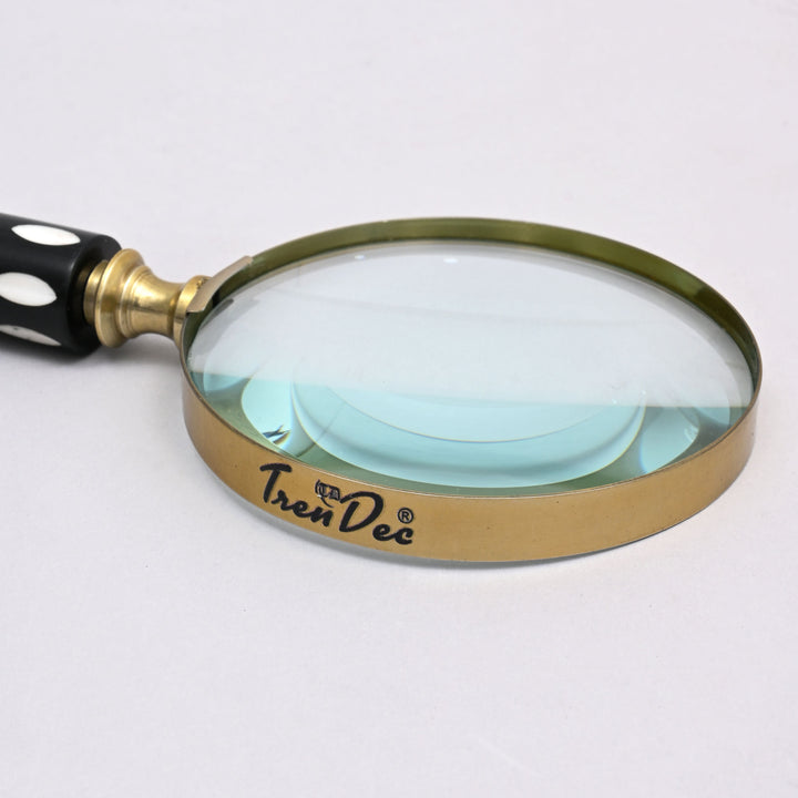Decorative Stone Handle Magnifier Elegant Black l white Dots Accent Piece