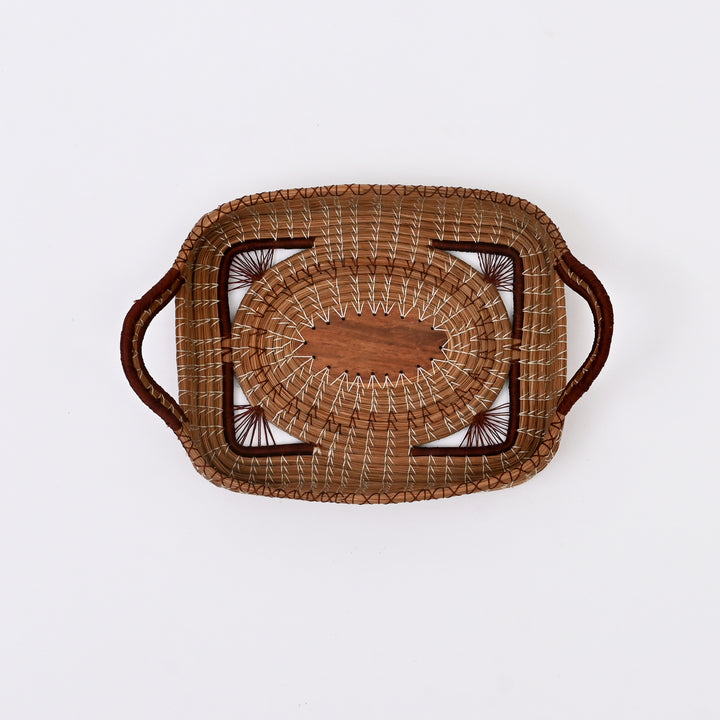 Fruit Basket with Wooden Base – Natural Brown