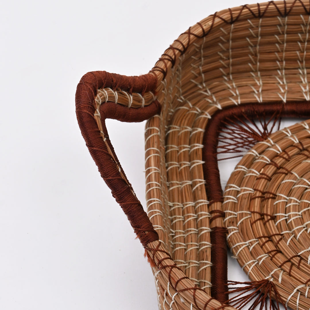 Fruit Basket with Wooden Base – Natural Brown