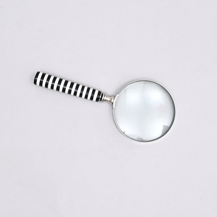 Decorative Stone Handle Magnifier Black l white lines Accent Piece