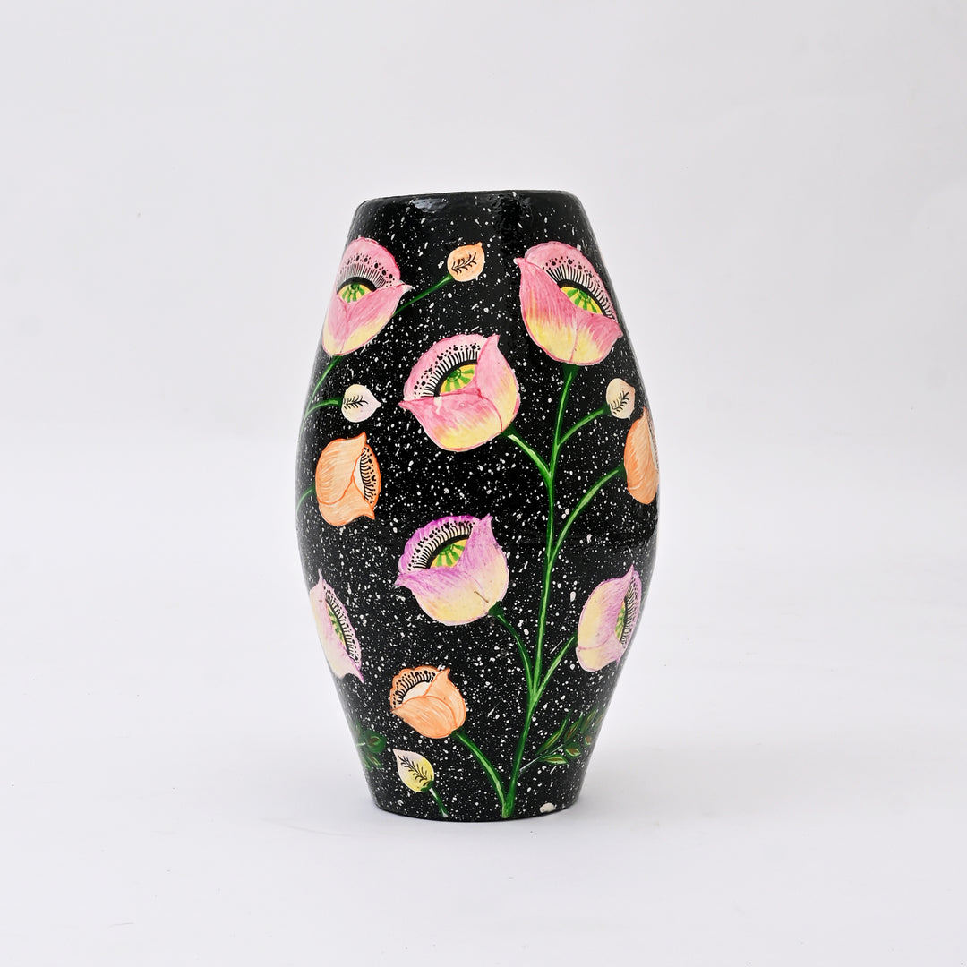 Handcrafted Black Paper Mache Vase Set L
