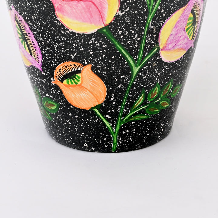 Handcrafted Black Paper Mache Vase Set L