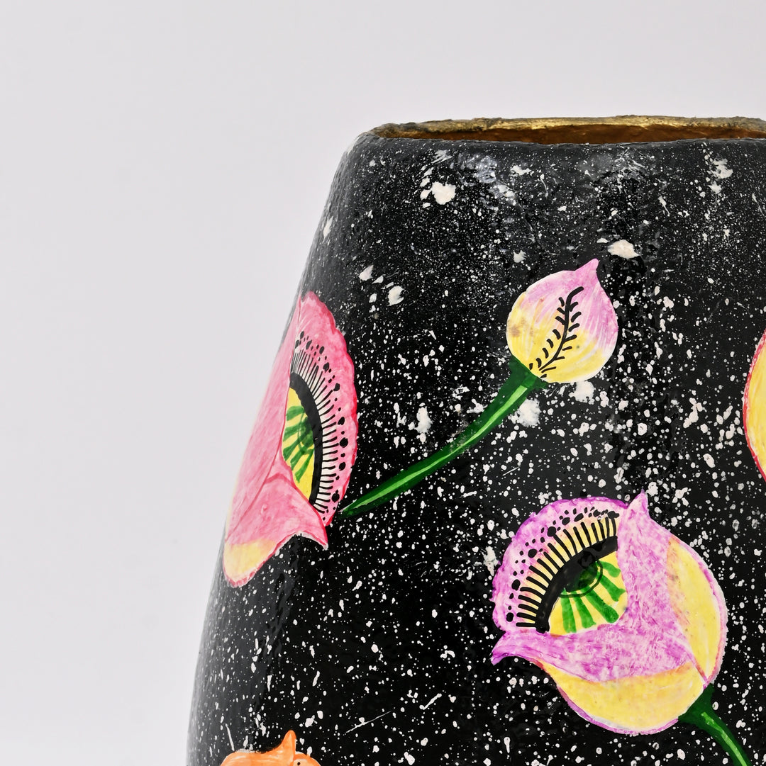 Handcrafted Black Paper Mache Vase Set L