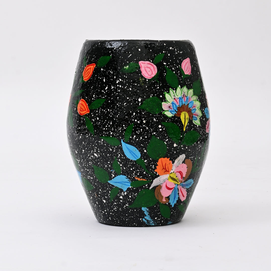 Handcrafted Black Paper Mache Vase S