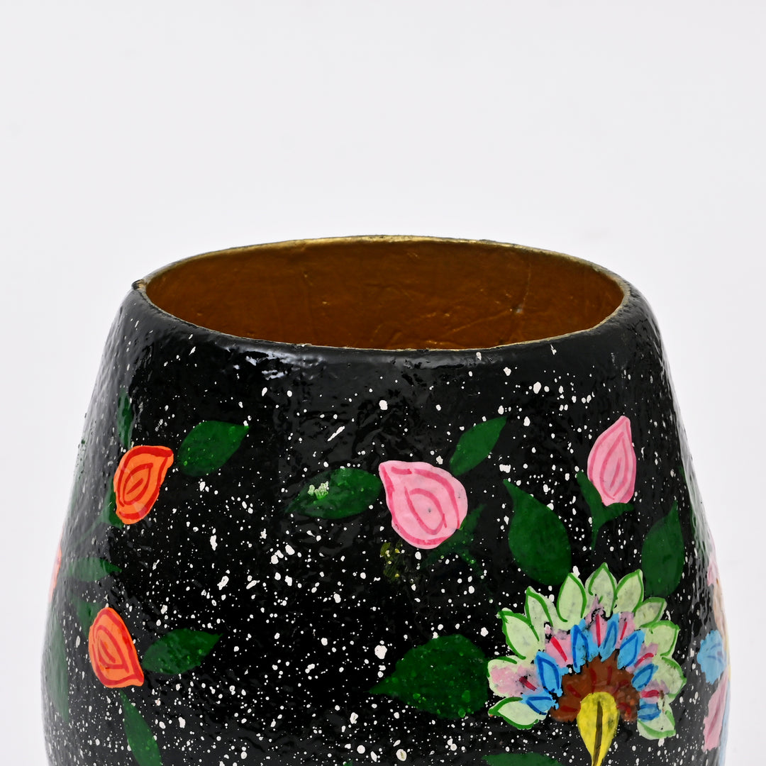 Handcrafted Black Paper Mache Vase S
