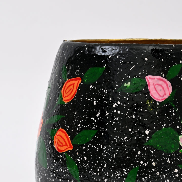 Handcrafted Black Paper Mache Vase S