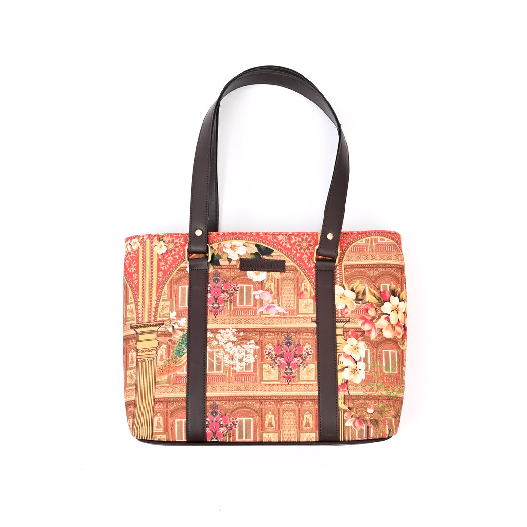 Artisan Royal Palace Tote Bag with Peacock & Floral Print
