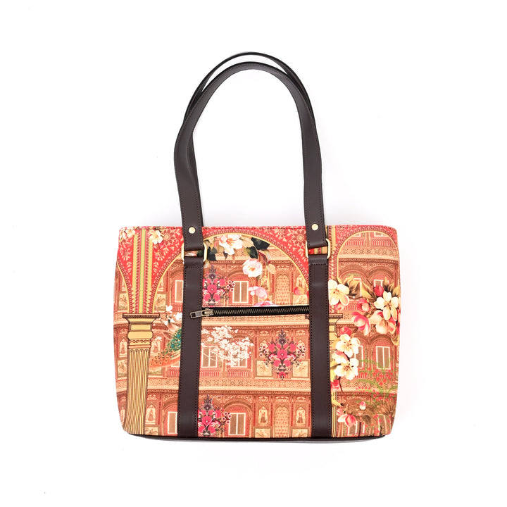 Artisan Royal Palace Tote Bag with Peacock & Floral Print