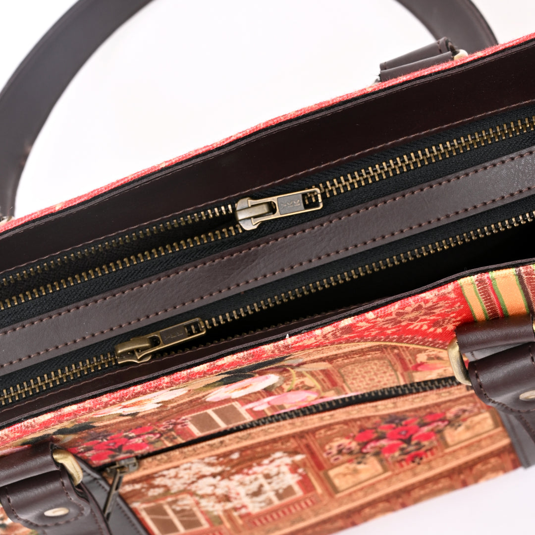 Artisan Royal Palace Tote Bag with Peacock & Floral Print