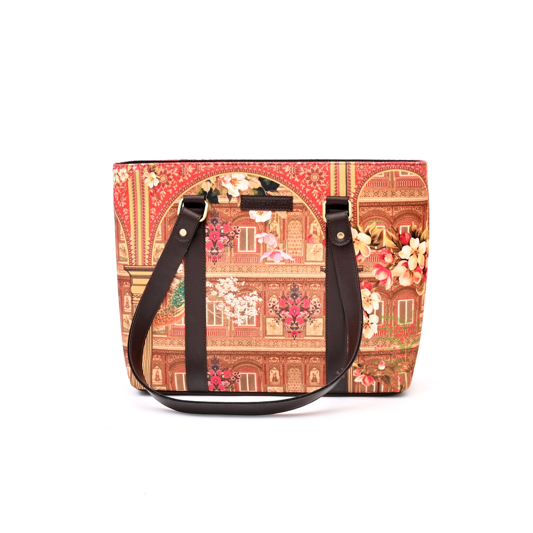 Artisan Royal Palace Tote Bag with Peacock & Floral Print