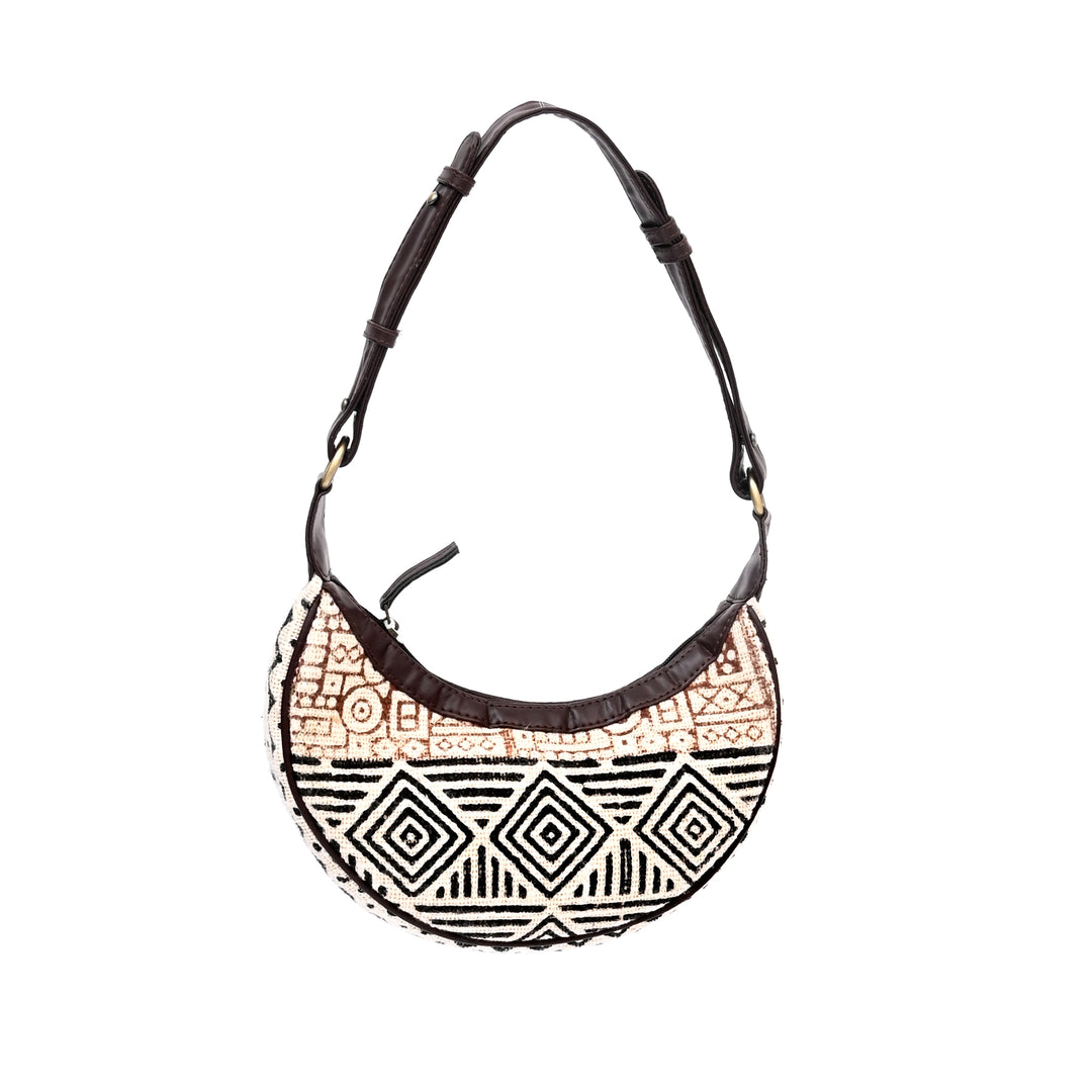 Handcrafted Zigzag Half Moon Sling Bag