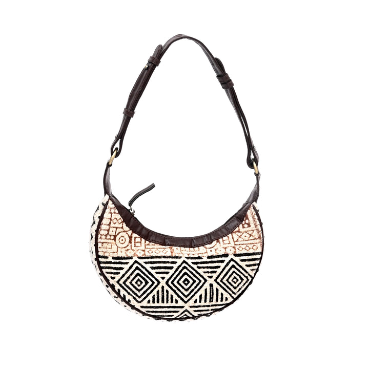 Handcrafted Zigzag Half Moon Sling Bag