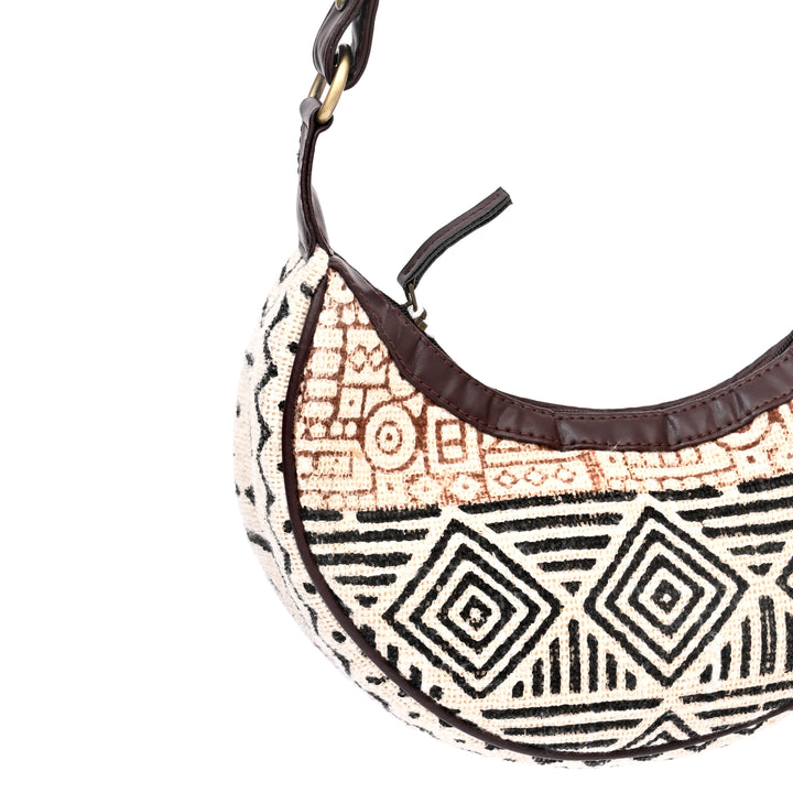 Handcrafted Zigzag Half Moon Sling Bag