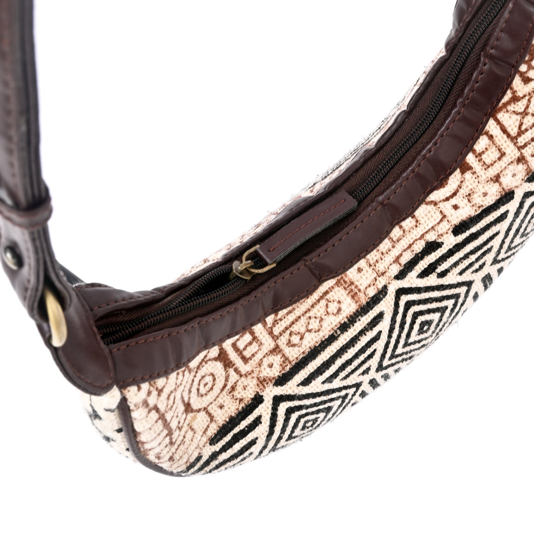 Handcrafted Zigzag Half Moon Sling Bag