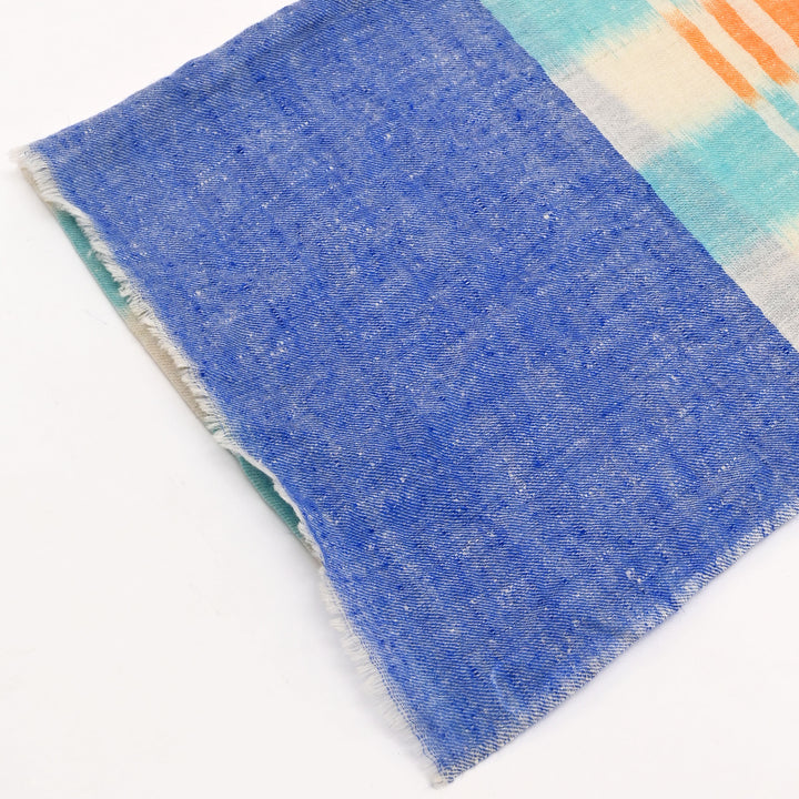 Handloom Pashmina Stole – Ekat Design | Blue, Golden, Navy Blue & White