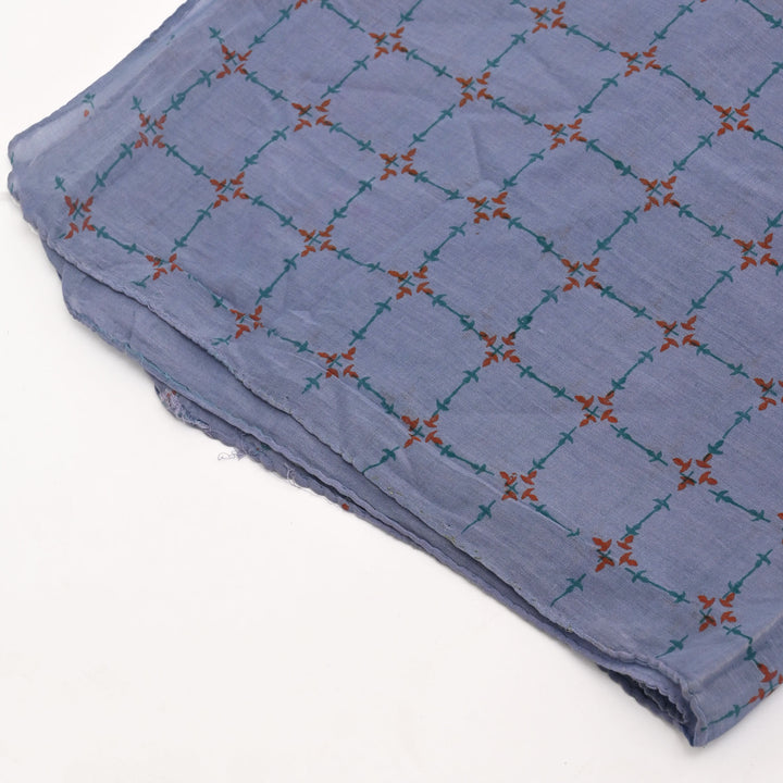 Sanganeri Handblock Printed Cotton-Silk Stole – Unfilled Black Checks