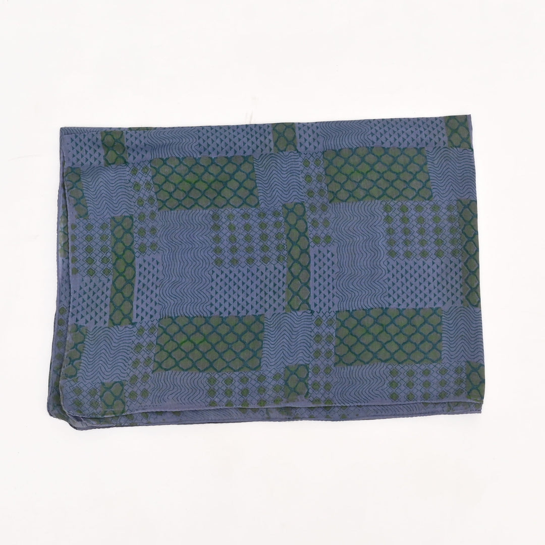 Handloom Cotton-Silk Stole with Traditional Sanganeri Block Print