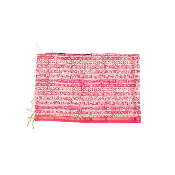 Sanganeri Handblock Print Silk Cotton Stole | Pink