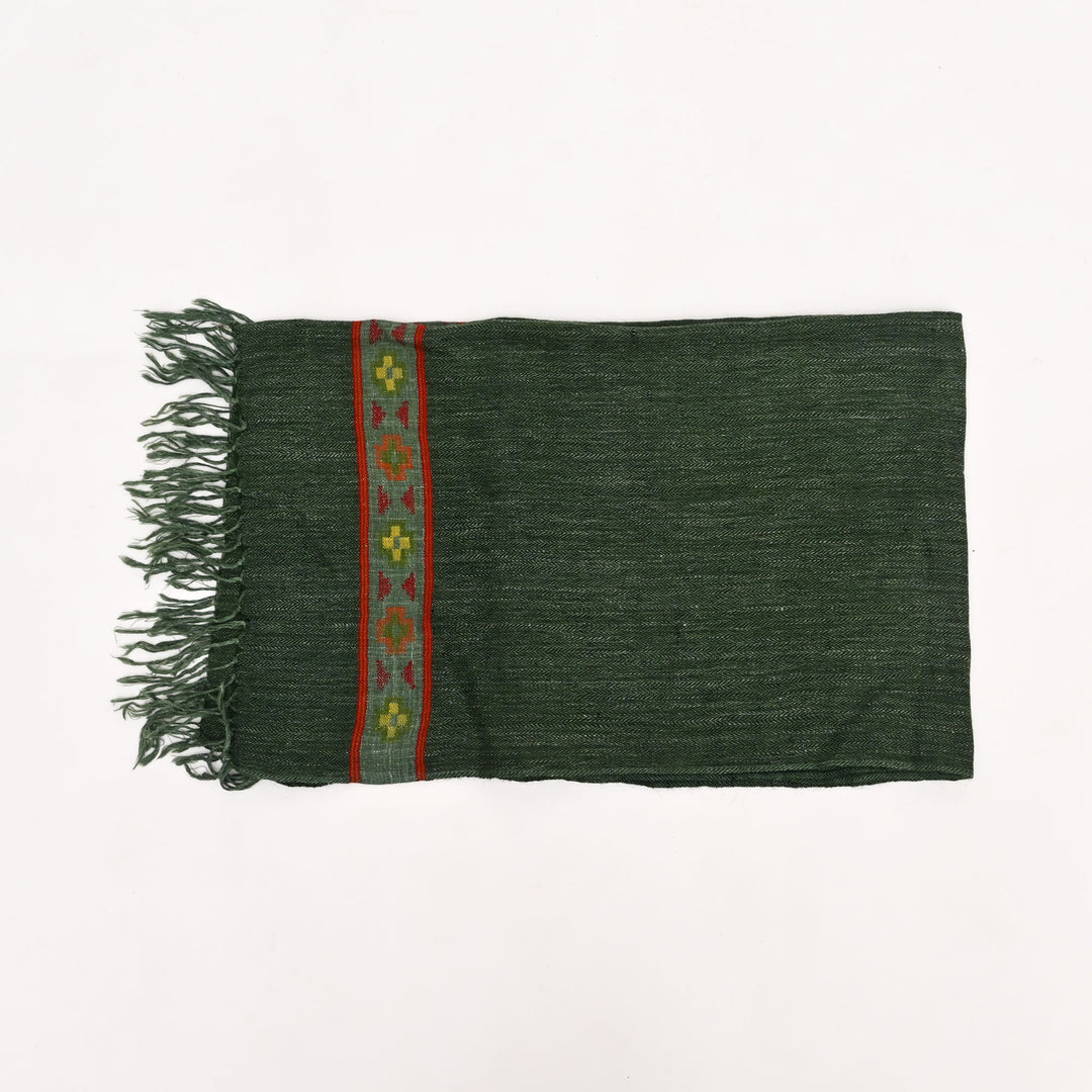 Kullu Handspun Woolen Stole – Forest Green