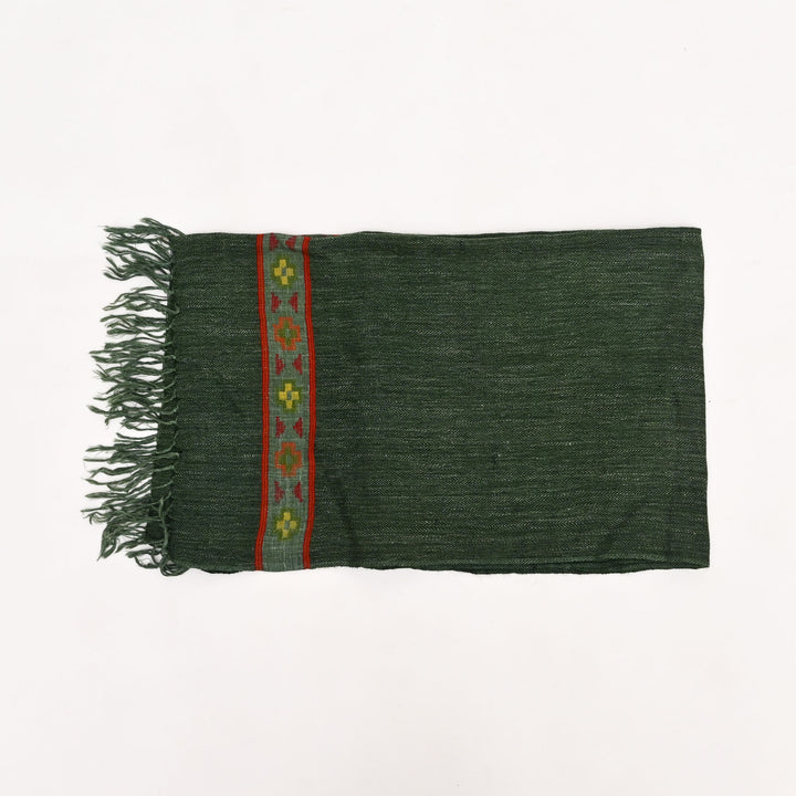 Kullu Handspun Woolen Stole – Forest Green