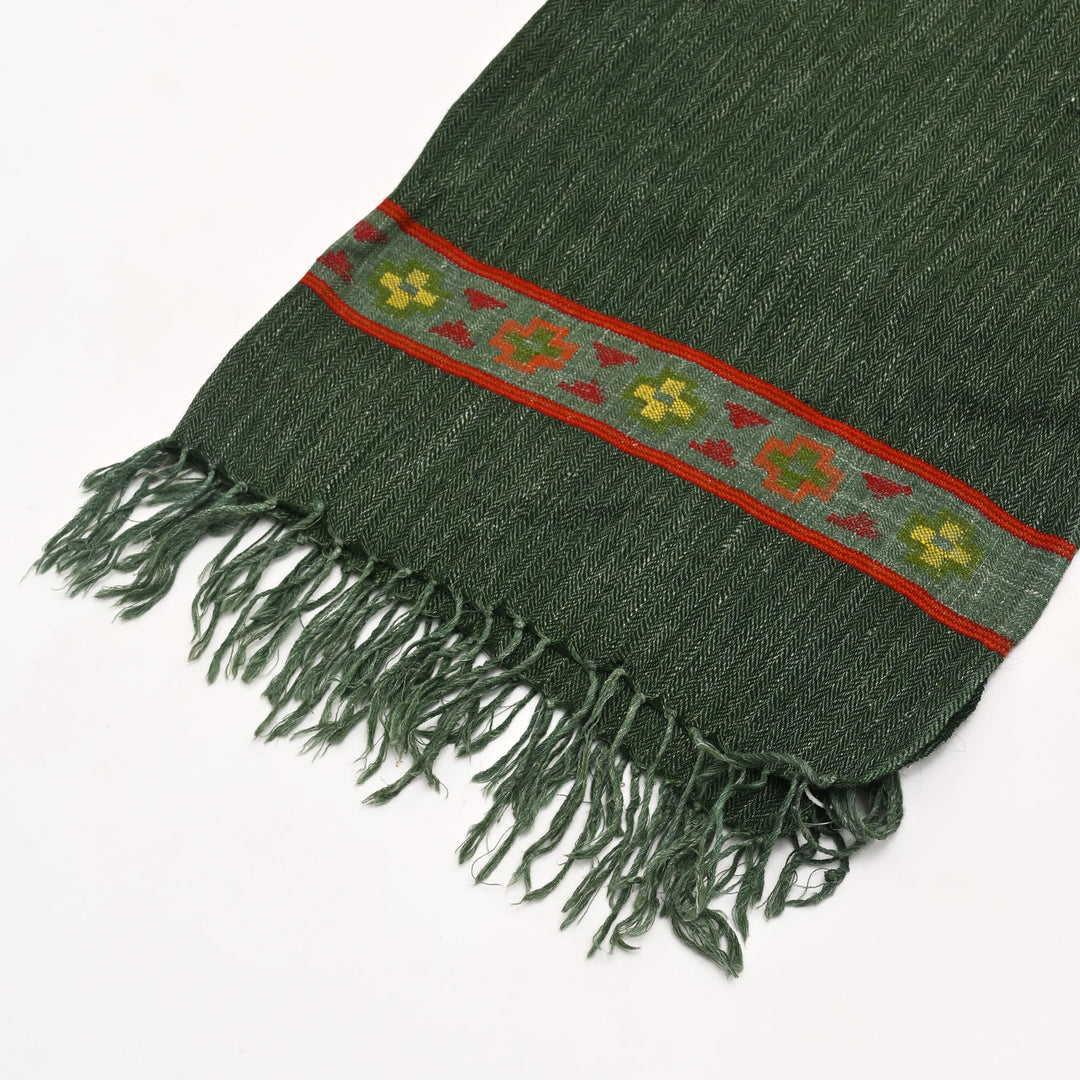 Kullu Handspun Woolen Stole – Forest Green