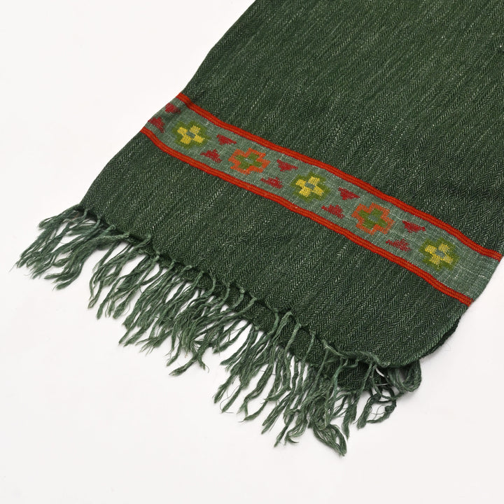 Kullu Handspun Woolen Stole – Forest Green