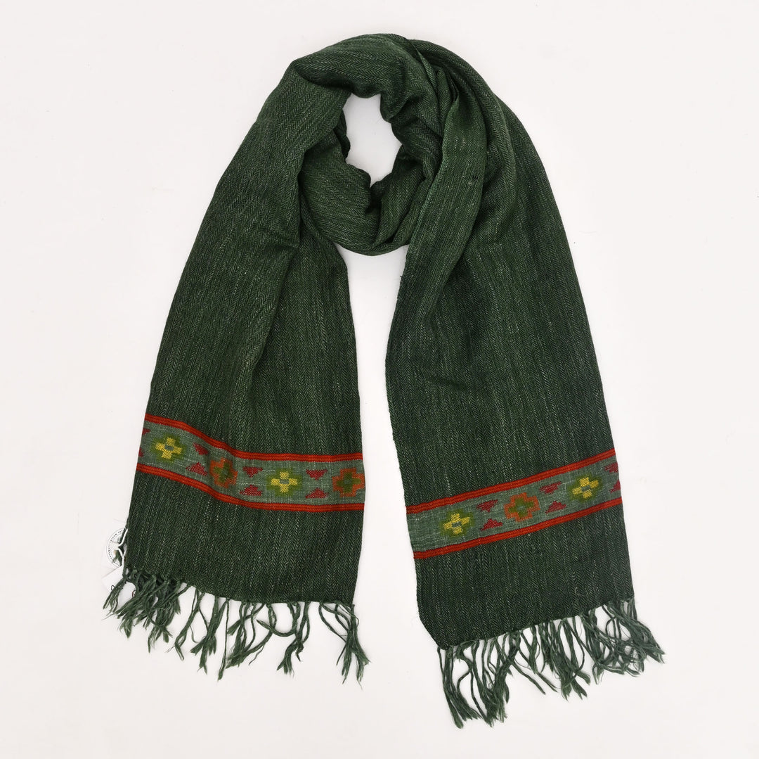 Kullu Handspun Woolen Stole – Forest Green