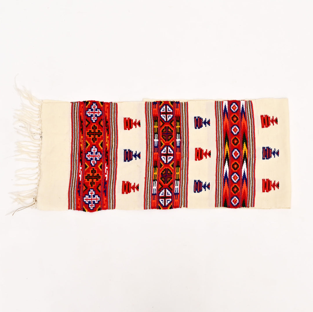 Traditional Kinnauri Wool Scarf/Muffler – White