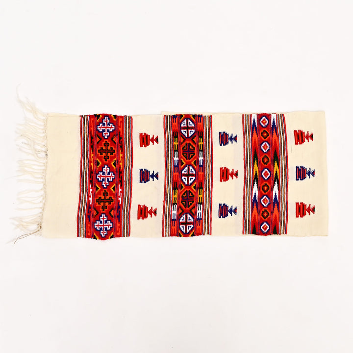 Traditional Kinnauri Wool Scarf/Muffler – White