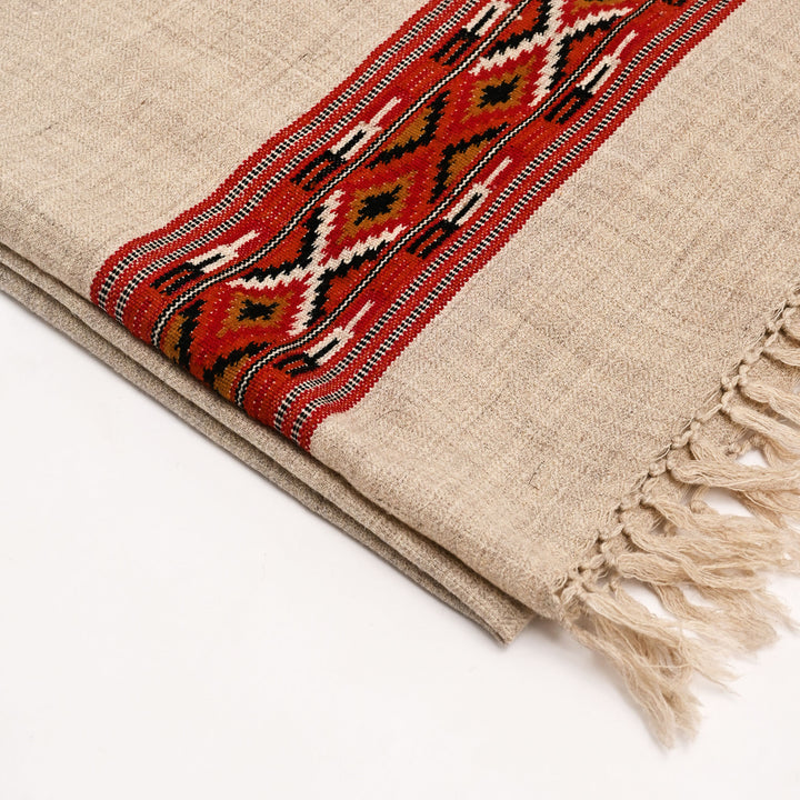 Handwoven Kullu Pashmina Wool Shawl – Elegant Grey