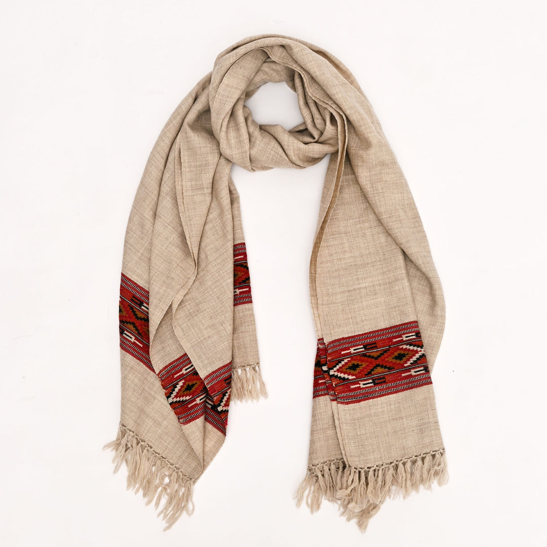 Handwoven Kullu Pashmina Wool Shawl – Elegant Grey
