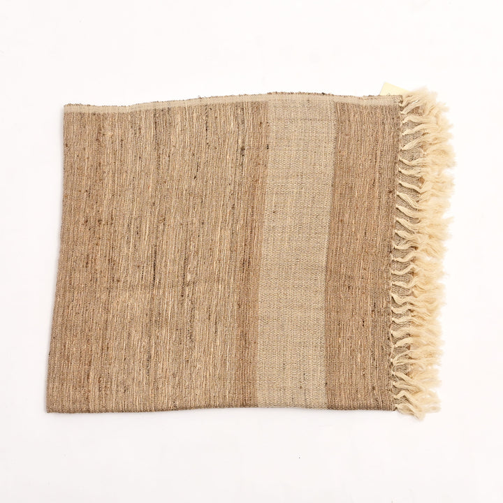 Handwoven Himalayan Oak Tasar Silk & Wool Shawl – Beige