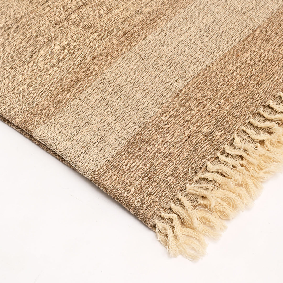 Handwoven Himalayan Oak Tasar Silk & Wool Shawl – Beige
