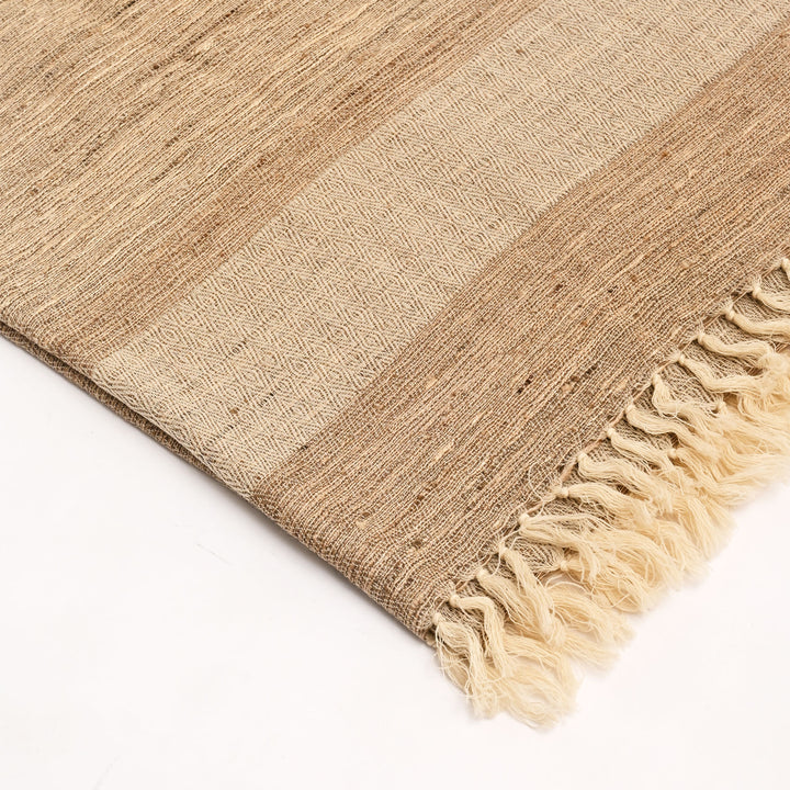 Handwoven Himalayan Oak Tasar Silk & Wool Shawl – Beige