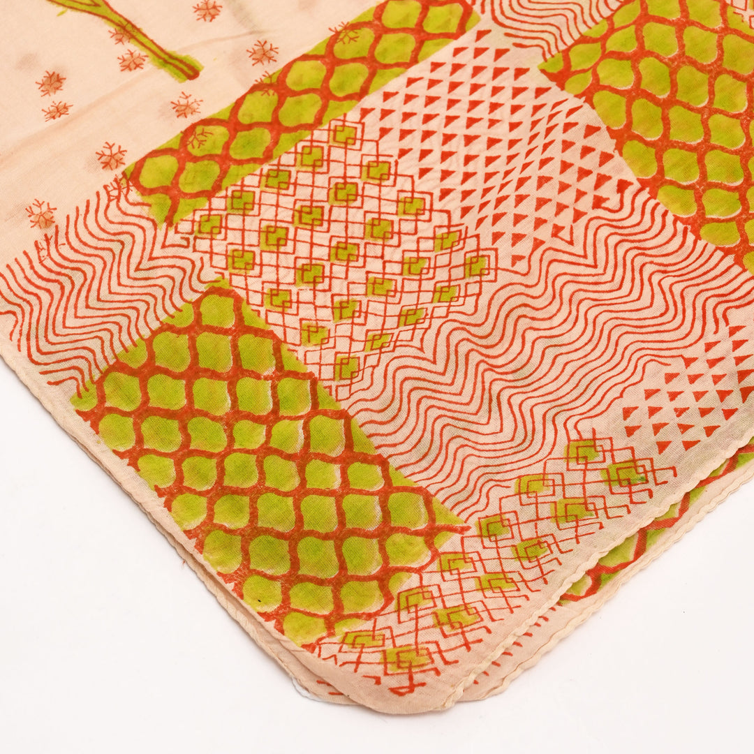 Contemporary Handblock Print Silk-Cotton Stole