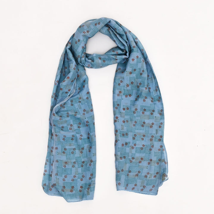 Sanganeri Handblock  Print Silk-Cotton Stole