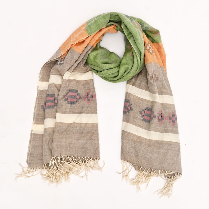 Kullu Handwoven Woolen Shawl – Green & Brown