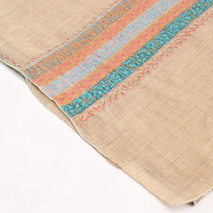 Sozni Pashmina Brown Shawl - Handcrafted Kashmiri Art