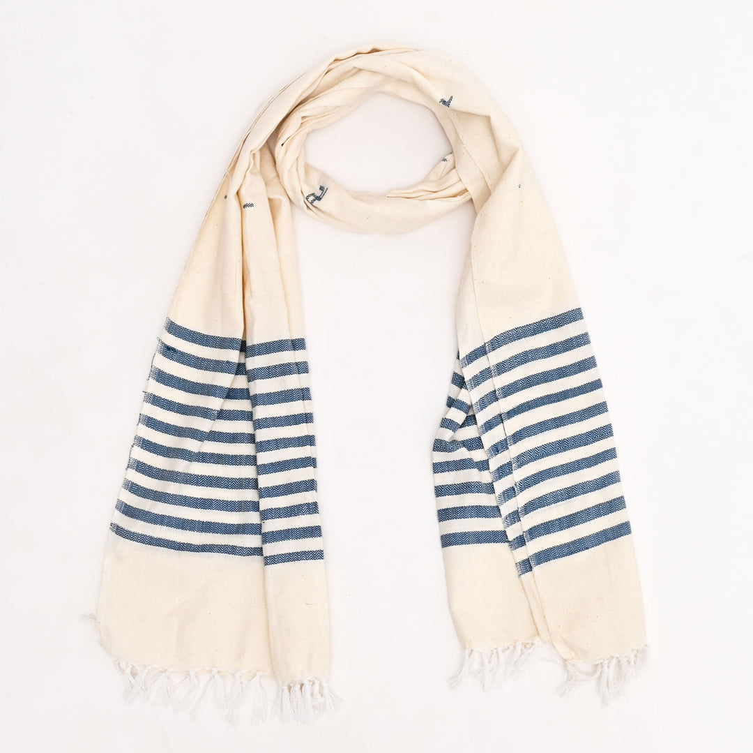 Handwoven Cotton Stole with Uttarakhand Designs