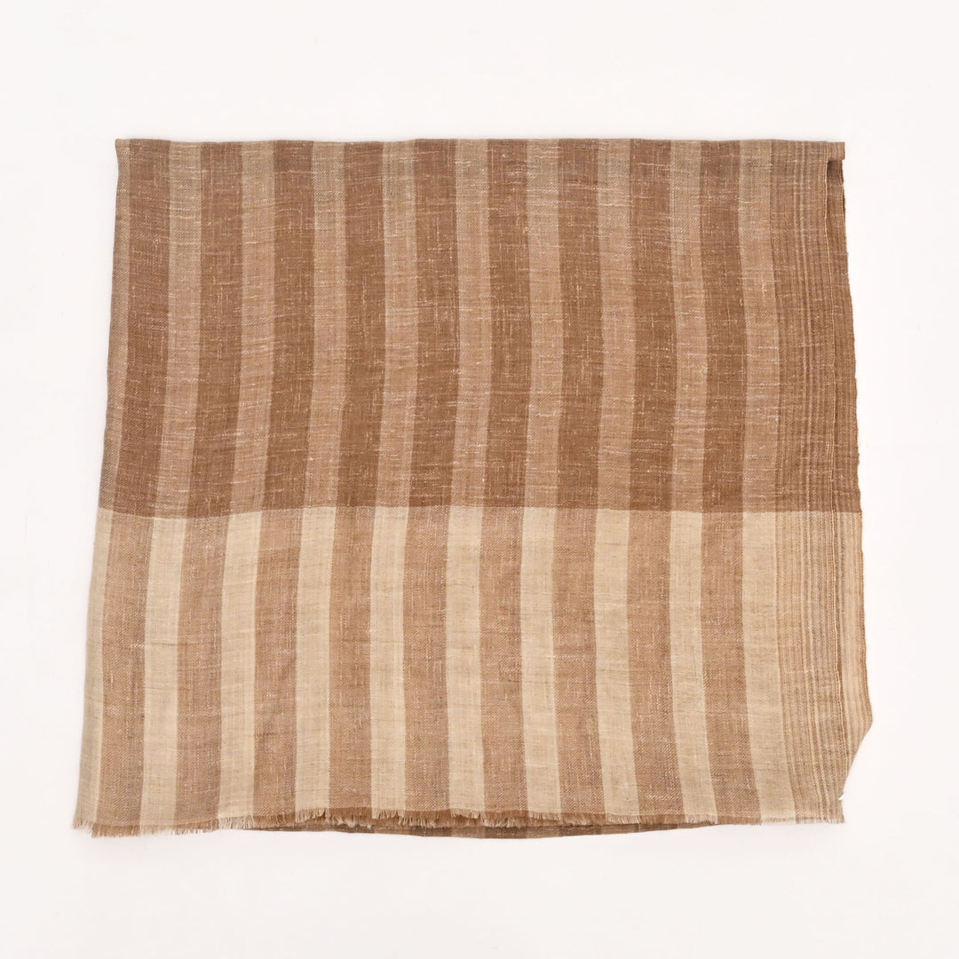 Handloom Pashmina Shawl – Stripe Design in Natural with Beige