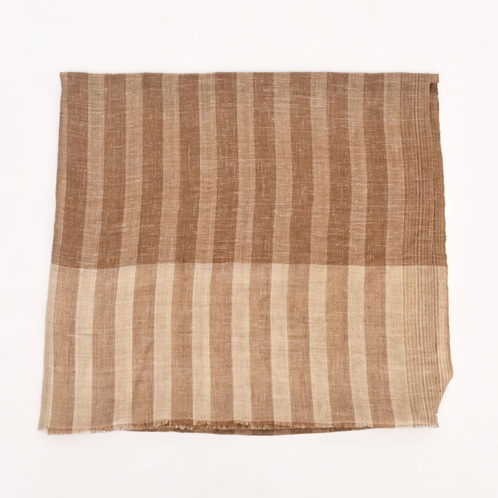 Handloom Pashmina Shawl – Stripe Design in Natural with Beige