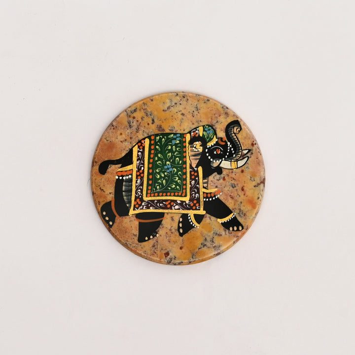 Handcrafted Elephant Miniature Painting  Coaster Set of 6