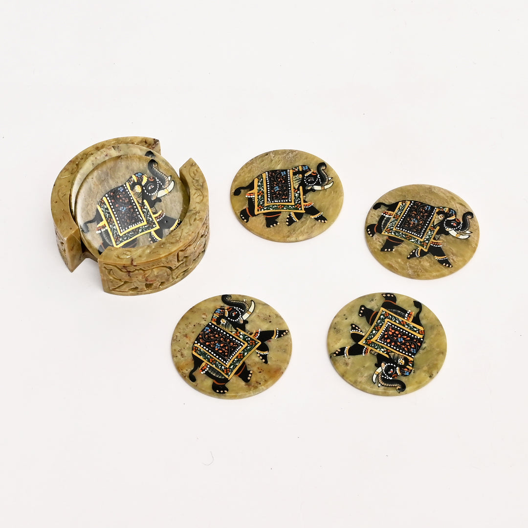 Handcrafted Elephant Coaster Set of 6