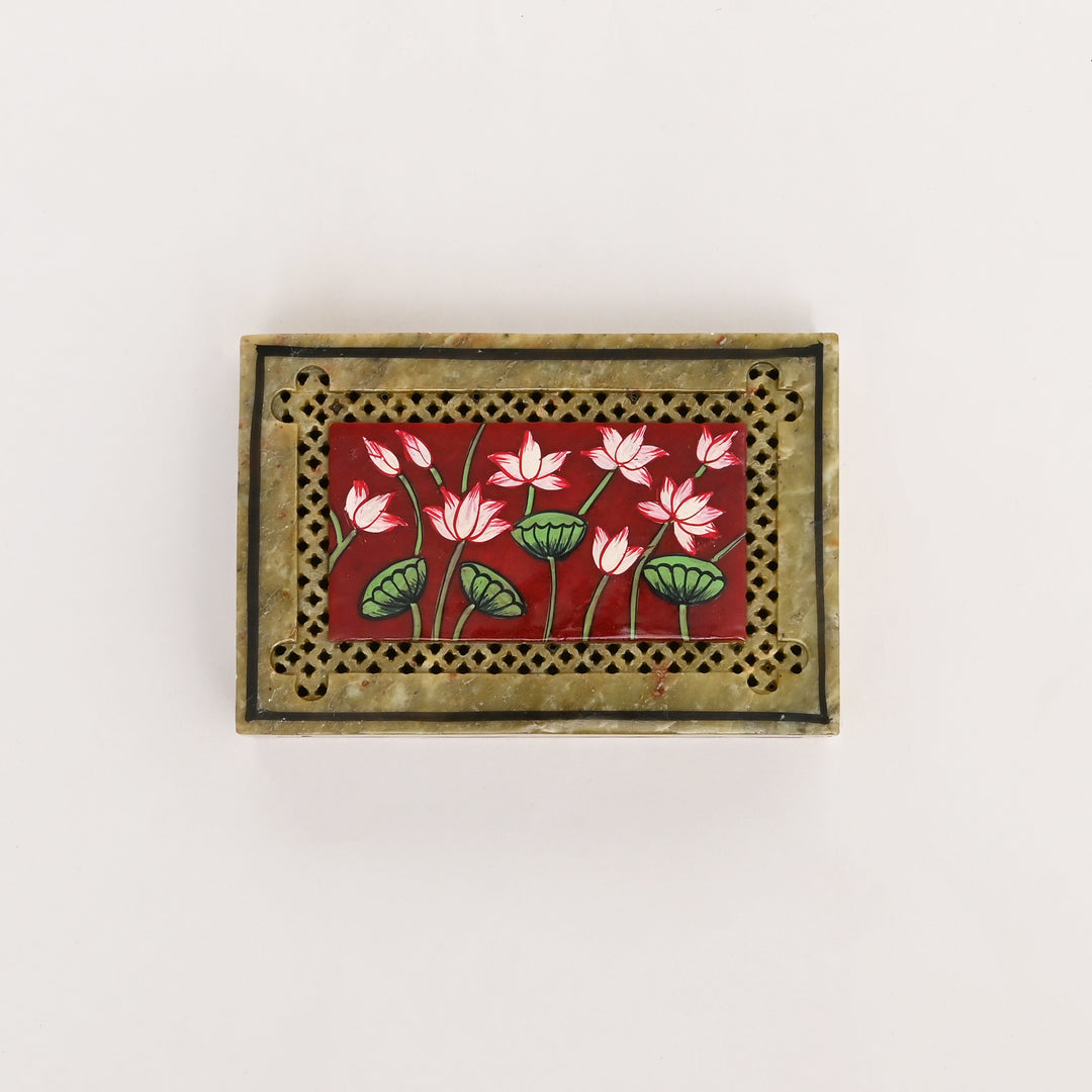 Soapstone Carved Jali Box(Large)