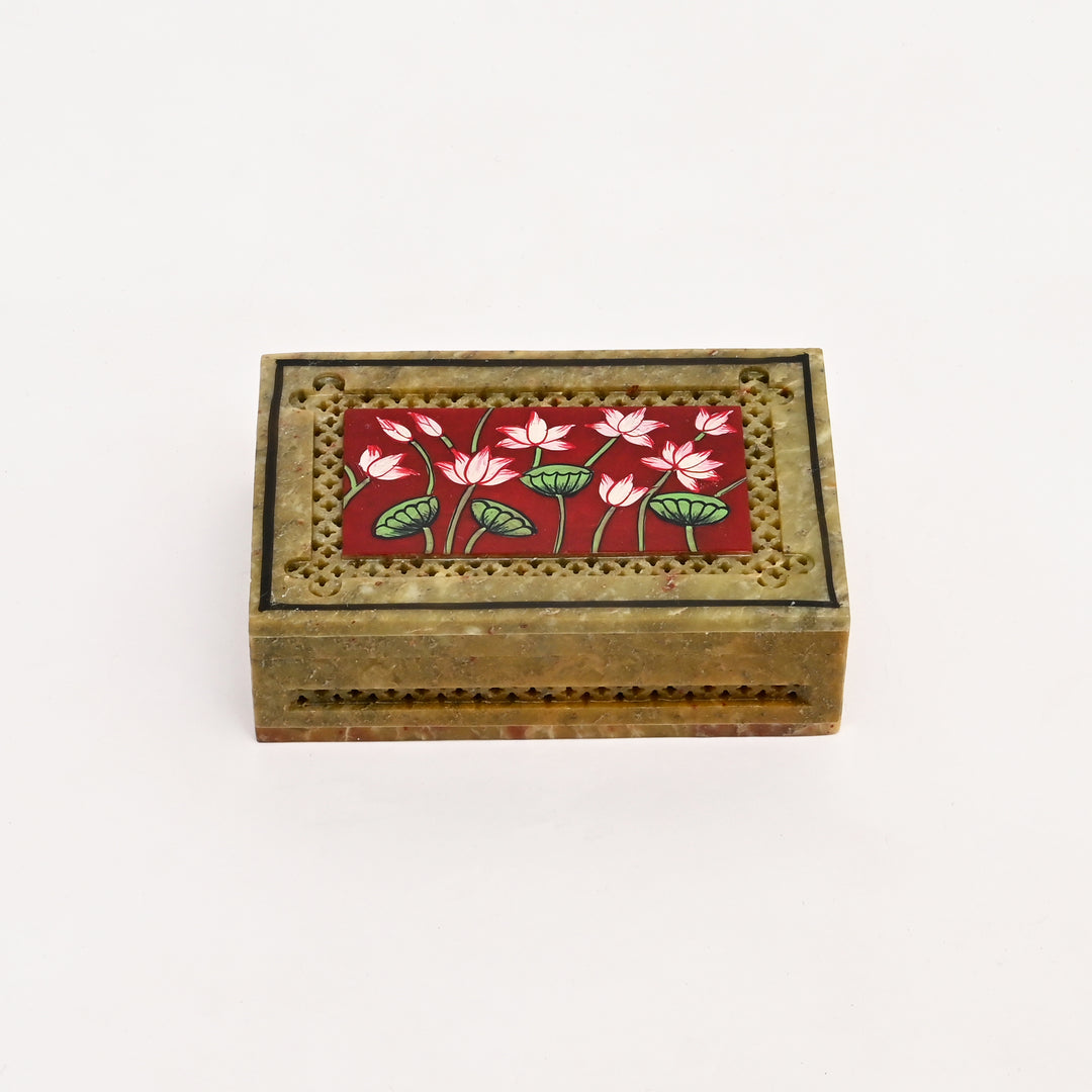 Soapstone Carved Jali Box(Large)