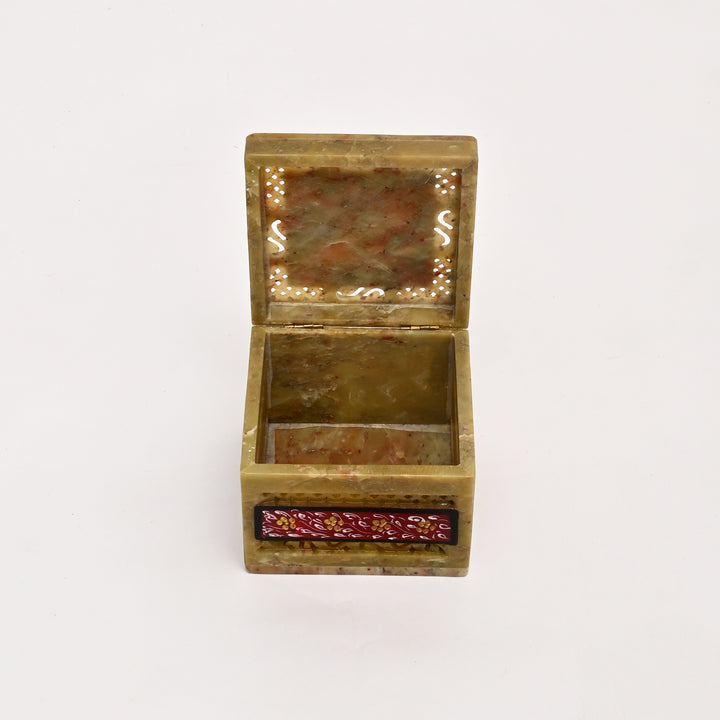 Soapstone Hand-Painted Lotus Box (small)