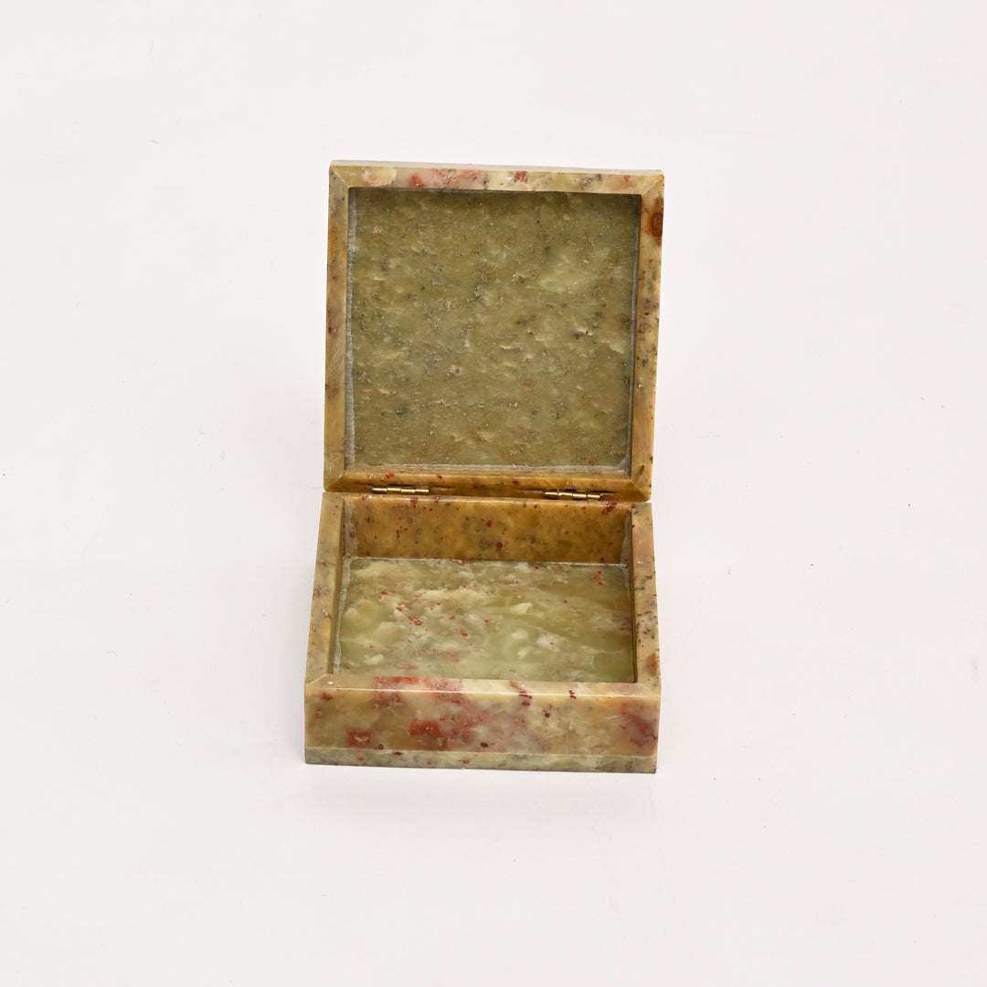 Soapstone Carved Cow & Calf Box (Small)
